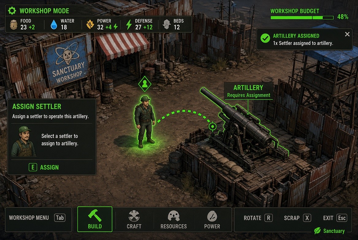Fallout 4: как назначить оператора артиллерии