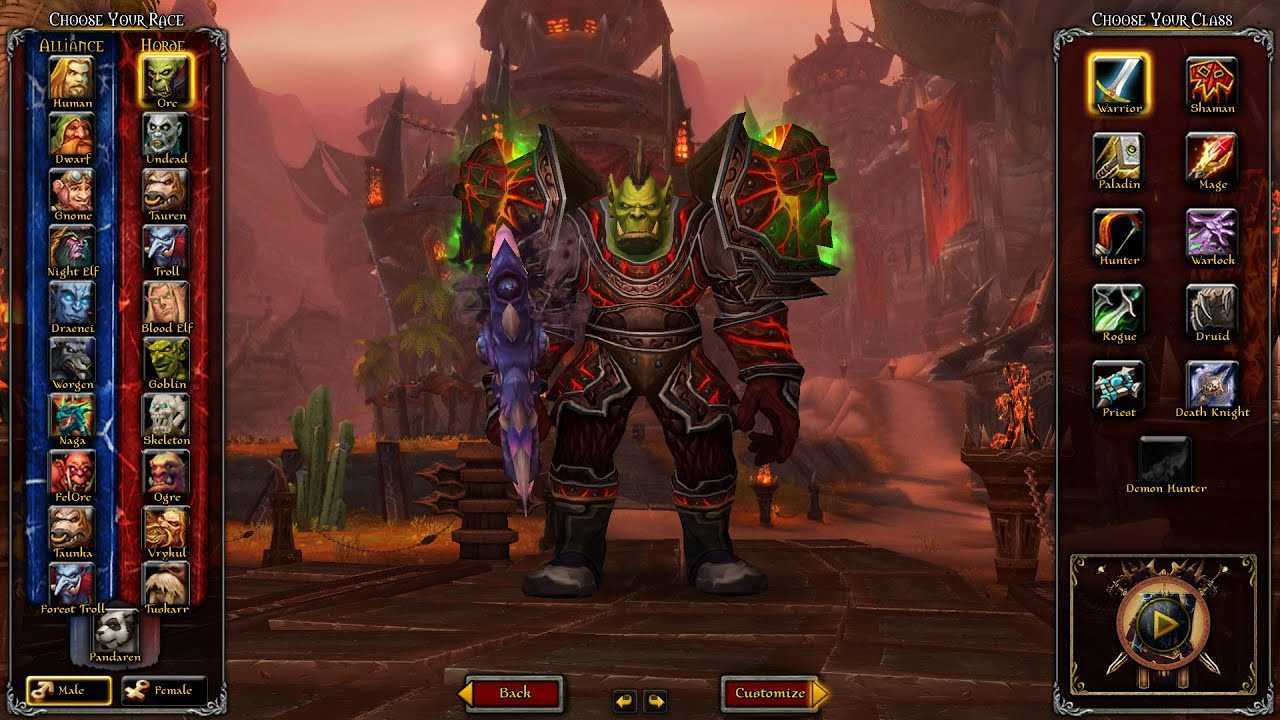 Выбор расы в world of warcraft и описание всех рас в wow